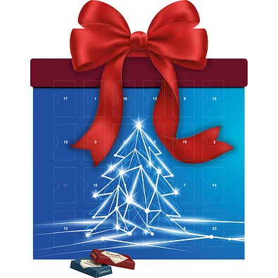 Shape Adventskalender Geschenk, Sarotti Schokoladen-Täfelchen, LED Tanne