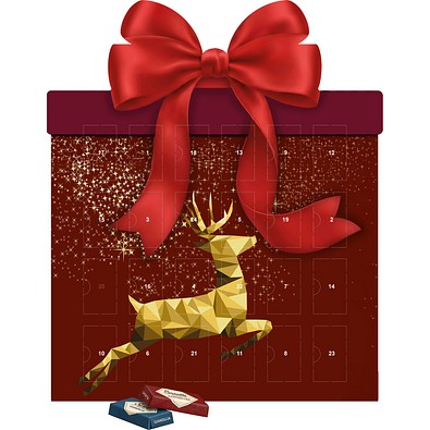 Shape Adventskalender Geschenk, Sarotti Schokoladen-Täfelchen, Rentier, Gold