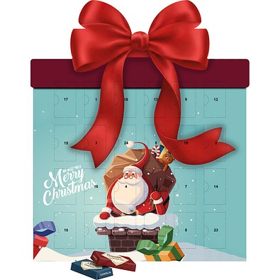 Shape Adventskalender Geschenk, Sarotti Schokoladen-Täfelchen, Weihnachtsmann im Kamin