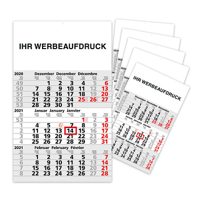 Werbe-Set: 150 Wandkalender 2021, Hellgrau, Inkl. Druck Werbe-Set: 150 Wandkalender 2021, Hellgrau, Inkl. Druck