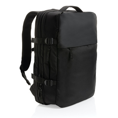 Swiss Peak AWARE™ RPET 15.6 Zoll erweiterbarer Wochenendrucksack, schwarz
