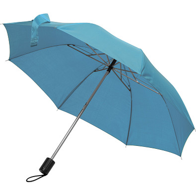 Teleskop-Taschenschirm aus Polyester mit Schutzhülle, hellblau