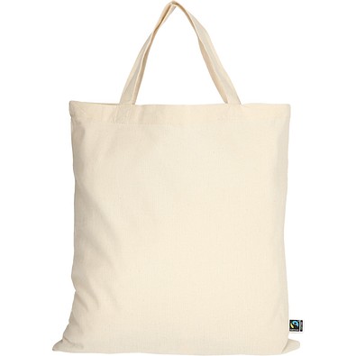 Fairtrade Baumwolltasche mit kurzen Henkeln, natur