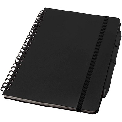 Thalaasa A5 Hardcover Notizbuch mit Kugelschreiber (schwarze Mine), schwarz