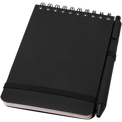 Thalaasa A6 Hardcover Notizbuch aus Ocean Bound Kunststoff mit Kugelschreiber (schwarze Mine), schwarz
