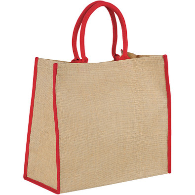 Jute Tragetasche The Large, natur/rot