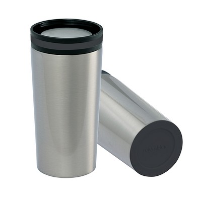 Thermobecher RETUMBLER-myDRINQEO, silber/anthrazit
