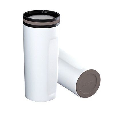 Thermobecher RETUMBLER-mySTEELONE, weiß/braun
