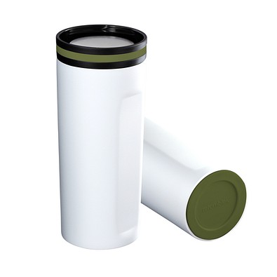 Thermobecher RETUMBLER-mySTEELONE, weiß/dunkelgrün