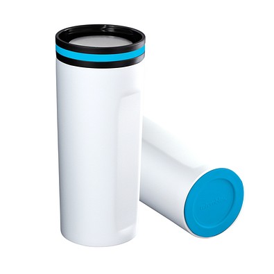 Thermobecher RETUMBLER-mySTEELONE, weiß/hellblau