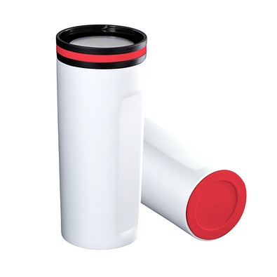 Thermobecher RETUMBLER-mySTEELONE, weiß/rot