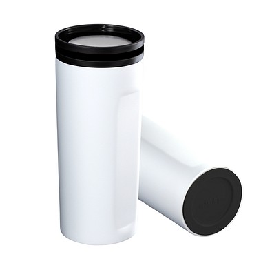 Thermobecher RETUMBLER-mySTEELONE, weiß/schwarz