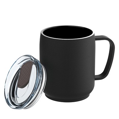 Thermotasse RETUMBLER-myNIZZA CERAMIC, schwarz/braun