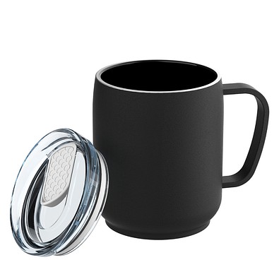 Thermotasse RETUMBLER-myNIZZA CERAMIC, schwarz/weiß