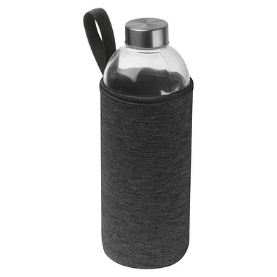Trinkflasche aus Glas mit Neoprenüberzug, 1.000ml, anthrazit