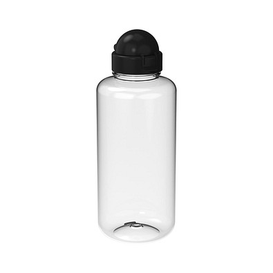 Trinkflasche Junior, 1 l, RENEW, transparent/schwarz