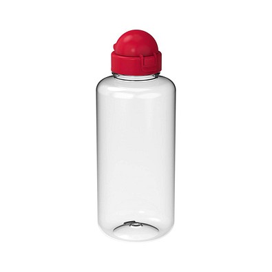 Trinkflasche Junior, 1 l, RENEW, transparent/standard-rot