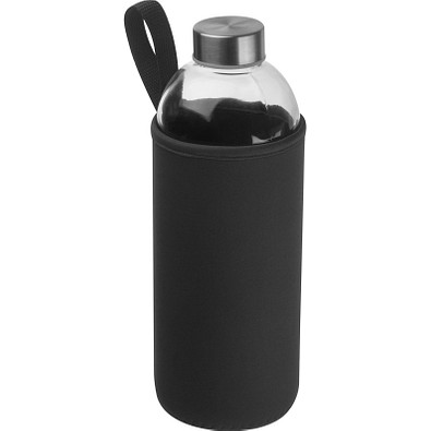 Trinkflasche mit Neoprensleeve 1,0 l, schwarz