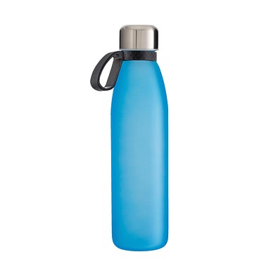 Trinkflasche RETUMBLER-myTOULON GLASS, hellblau, Ring schwarz