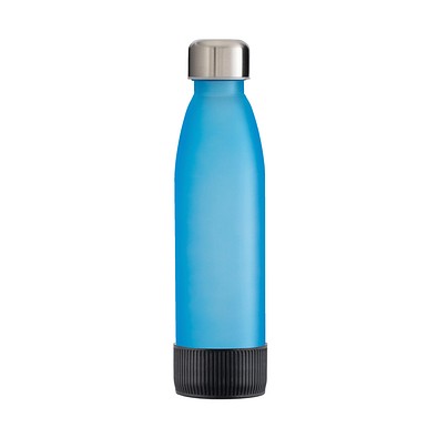 Trinkflasche RETUMBLER-myTOULON GLASS, hellblau, Sleeve schwarz