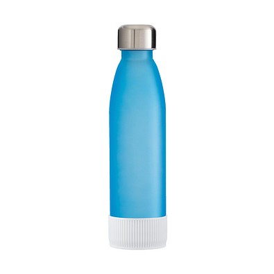 Trinkflasche RETUMBLER-myTOULON GLASS, hellblau, Sleeve weiß
