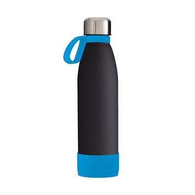 Trinkflasche RETUMBLER-myTOULON GLASS, schwarz/helblau/hellblau