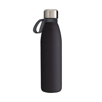 Trinkflasche RETUMBLER-myTOULON GLASS, schwarz, Ring anthrazit