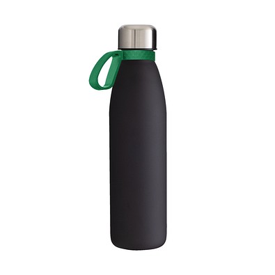Trinkflasche RETUMBLER-myTOULON GLASS, schwarz, Ring grün
