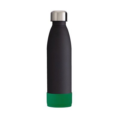 Trinkflasche RETUMBLER-myTOULON GLASS, schwarz, Sleeve grün