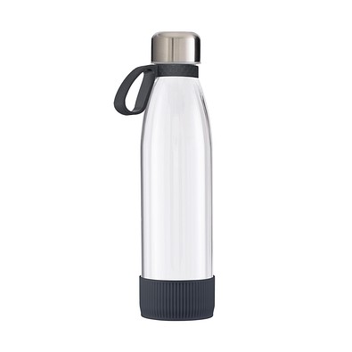 Trinkflasche RETUMBLER-myTOULON GLASS, transparent/anthrazit