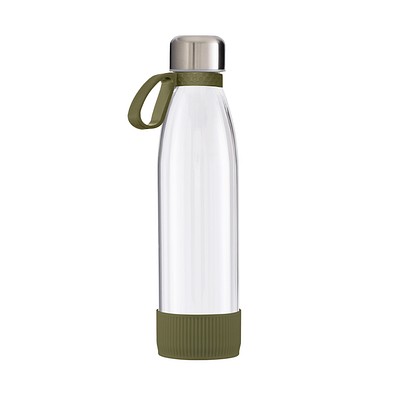 Trinkflasche RETUMBLER-myTOULON GLASS, transparent/dunkelgrün/dunkelgrün