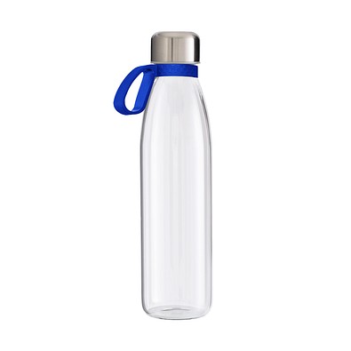 Trinkflasche RETUMBLER-myTOULON GLASS, transparent, Ringblau