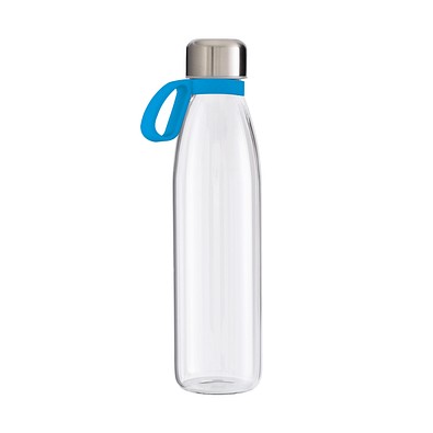 Trinkflasche RETUMBLER-myTOULON GLASS, transparent, Ringhellblau