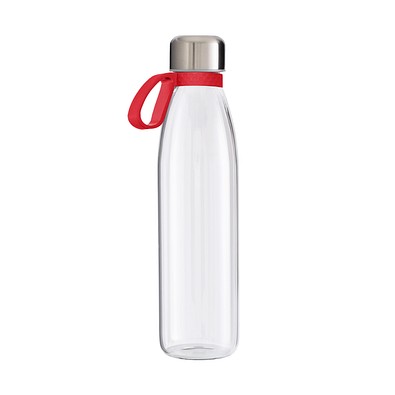 Trinkflasche RETUMBLER-myTOULON GLASS, transparent, Ringrot