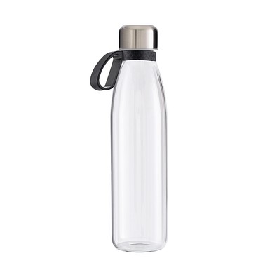 Trinkflasche RETUMBLER-myTOULON GLASS, transparent, Ringschwarz