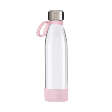 Trinkflasche RETUMBLER-myTOULON GLASS, transparent/rosa/rosa