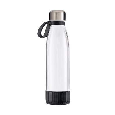 Trinkflasche RETUMBLER-myTOULON GLASS, transparent/schwarz/schwarz