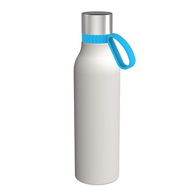 Trinkflasche RETUMBLER-myTOULON II 820, weiß, Ring hellblau