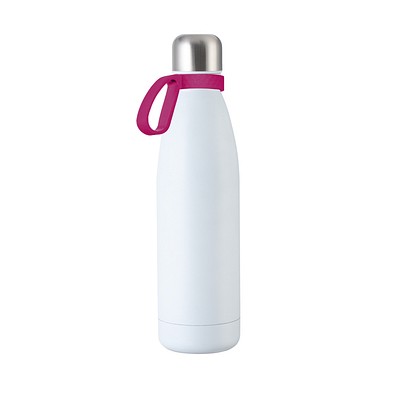Trinkflasche RETUMBLER-myTOULON, weiß, Ring magenta