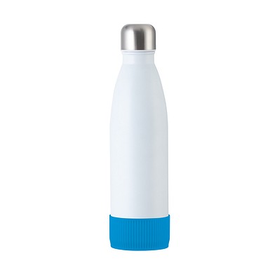 Trinkflasche RETUMBLER-myTOULON, weiß, Sleeve hellblau