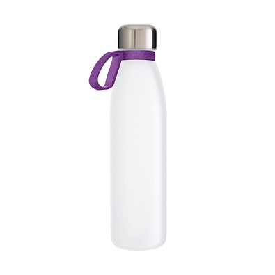Trinkflasche RETUMBLER-TOULON GLASS, weiß, Ring lila