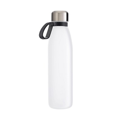 Trinkflasche RETUMBLER-TOULON GLASS, weiß, Ring schwarz