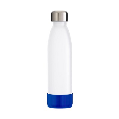Trinkflasche RETUMBLER-TOULON GLASS, weiß, Sleeve blau