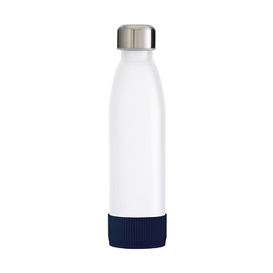 Trinkflasche RETUMBLER-TOULON GLASS, weiß, Sleeve dunkelblau