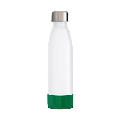 Trinkflasche RETUMBLER-TOULON GLASS, weiß, Sleeve grün