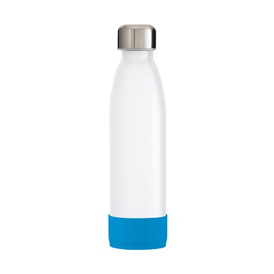 Trinkflasche RETUMBLER-TOULON GLASS, weiß, Sleeve hellblau