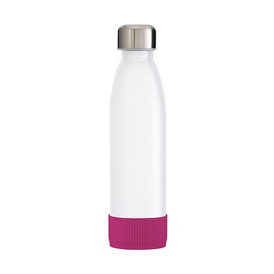 Trinkflasche RETUMBLER-TOULON GLASS, weiß, Sleeve magenta