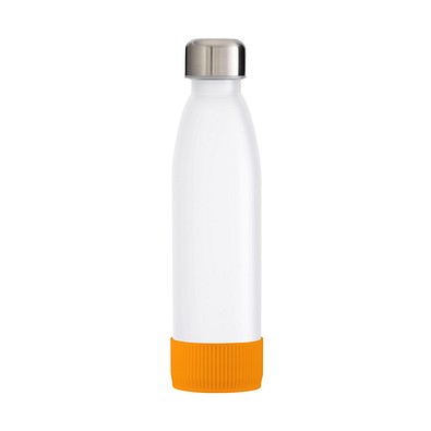 Trinkflasche RETUMBLER-TOULON GLASS, weiß, Sleeve orange