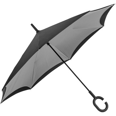 Umklappbarer Regenschirm aus 190T Pongee mit Griff zum Einhängen am Handgelenk, grau