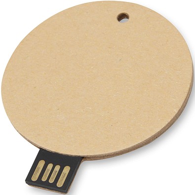 USB-Stick 2.0 rund aus recyceltem Papier, Kraftpapier, 4GB